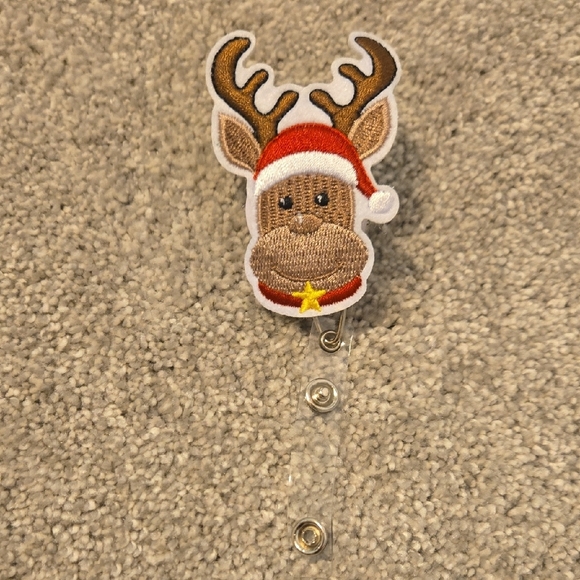 Reindeer Embroidered Badge Reel - Picture 1 of 2